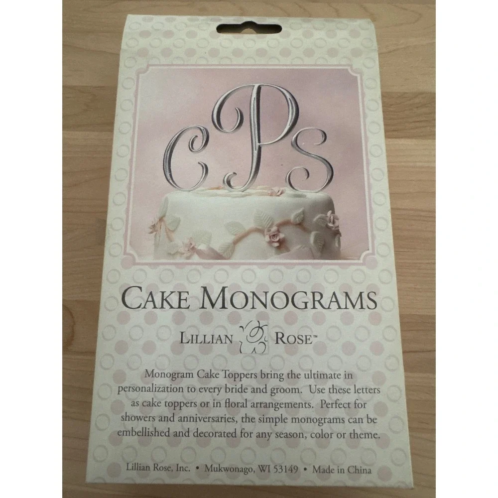 Lillian Rose Silver Monogram Cake Topper Letter W Wedding Anniversary Decor